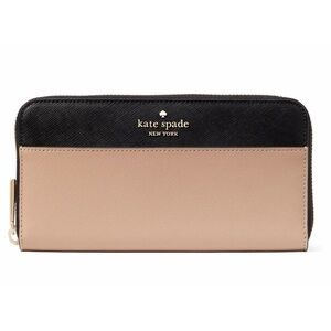 Kate Spade Madison Colorblock Sarafino Leather Black and Cream Wallet